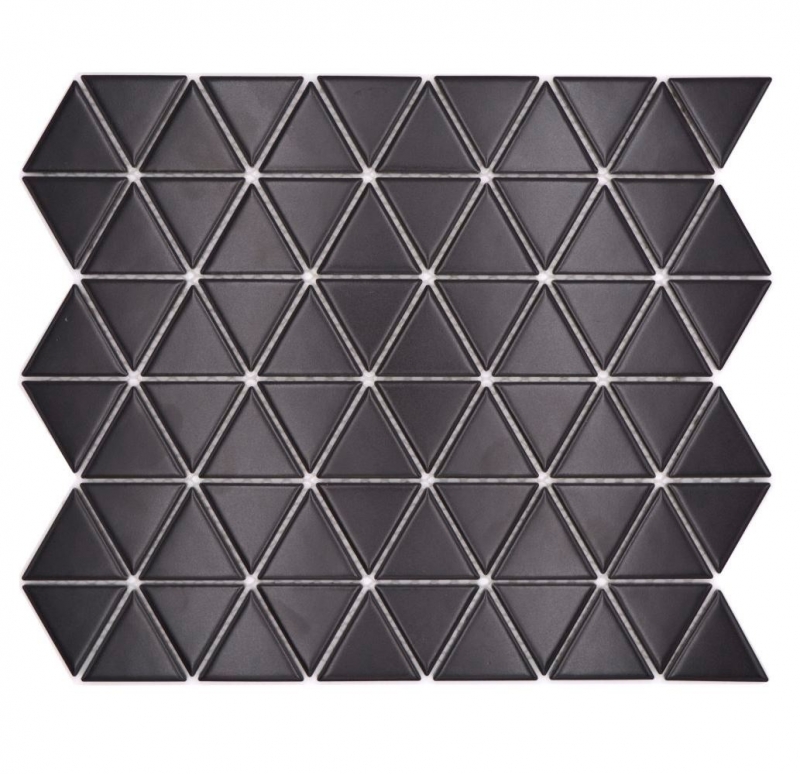 Handmuster Keramik Mosaikfliese Dreieck Diamant uni schwarz matt MOS13-t49_m