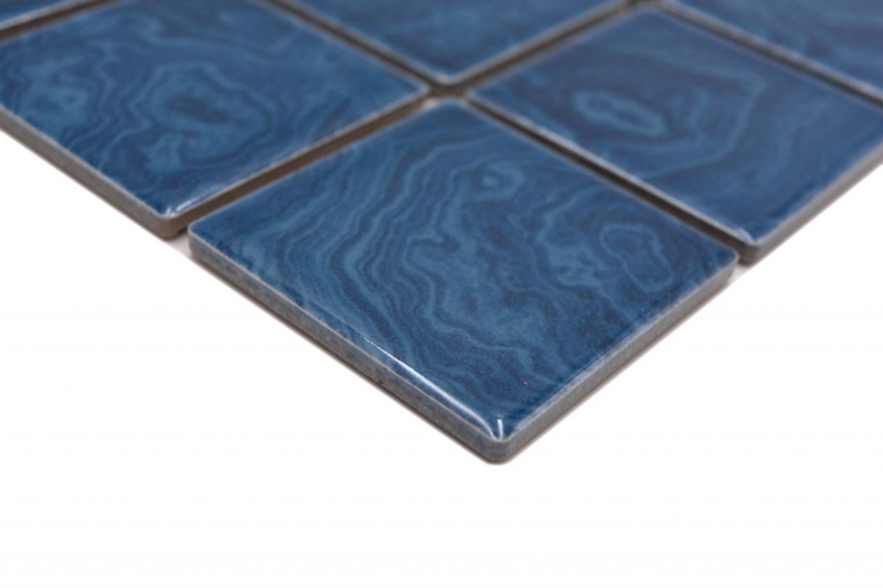 Piastrella di mosaico in ceramica dipinta a mano blu ghiaccio striature blu MOS14-0404_m