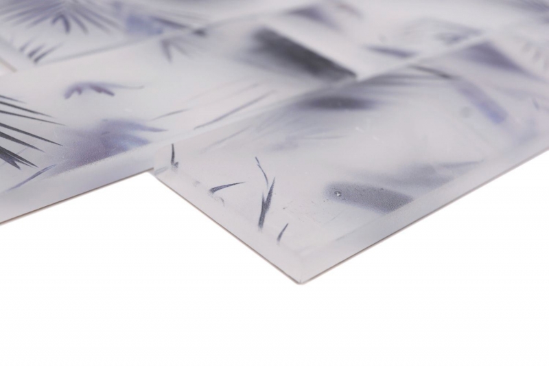 Échantillon manuel de mosaïque de verre Carreau de mosaïque composite blanc bleu mat aspect feuille MOS88-FL34_m