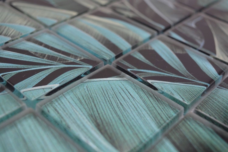 Échantillon manuel de mosaïque de verre Forêt pluviale Vert Noir Feuilles optiques MOS88-Pic05_m