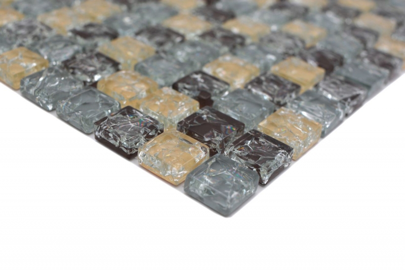 Échantillon manuel de mosaïque de verre carreau de mosaïque cassé gris beige marron MOS92-1302_m
