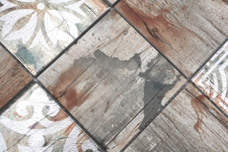 Échantillon manuel de mosaïque de verre Piastrella Vintage Patchwork beige imitation bois Ornement MOS160-W750_m