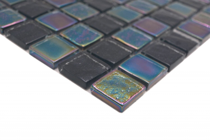 Échantillon manuel mosaïque de verre small flip flop irisé noir saphir multicolore MOS65-S65_m