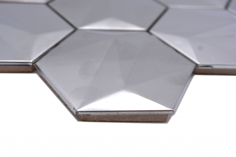 Échantillon manuel Acier inoxydable Hexagone Carreaux de mosaïque Hexagone 3D Acier Titane brillant/mat MOS128-SB_m