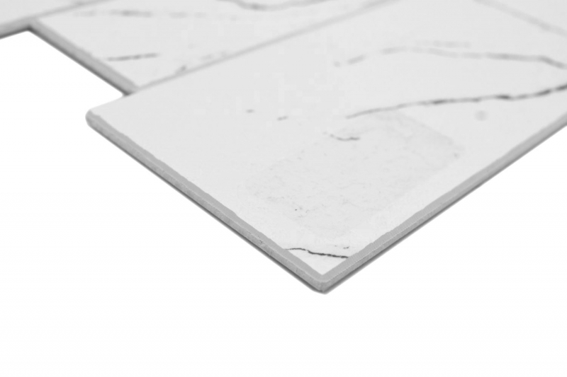 Échantillon manuel Tapis de mosaïque autocollant Vinyle aspect pierre blanc noir gris Carrara Rectangulaire MOS200-SP02_m