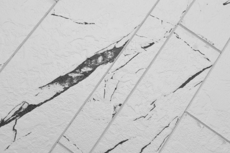 Hand sample self-adhesive mosaic mat vinyl stone look white black gray Carrara look rectangular MOS200-SP02_m