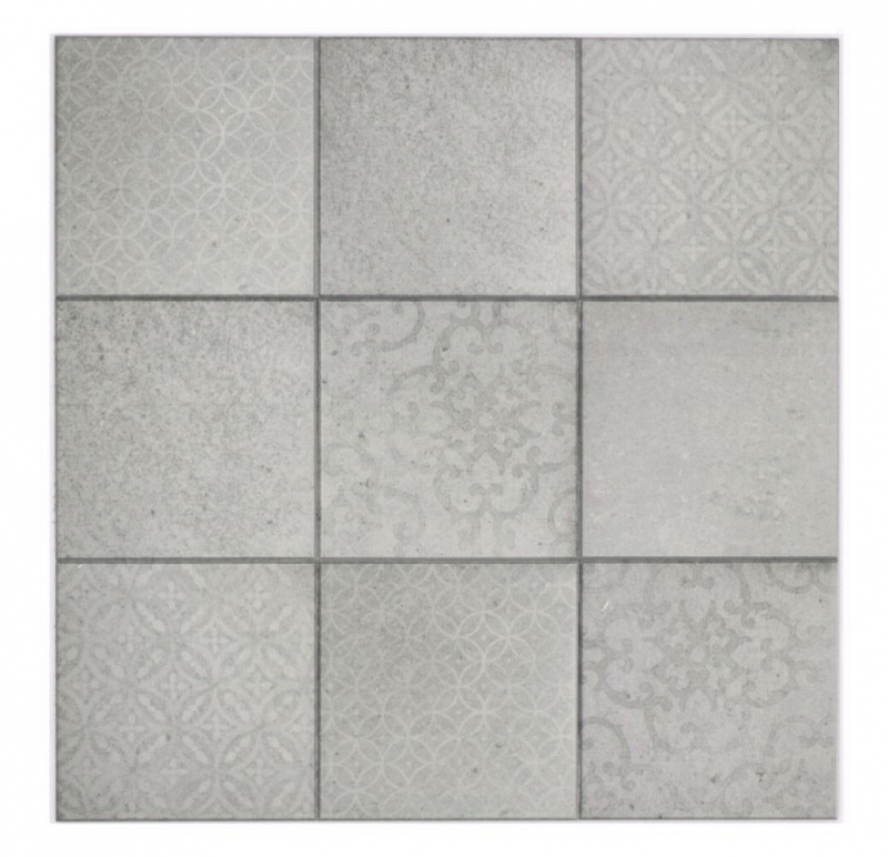 Campione a mano mosaico autoadesivo in vinile ornamento grigio shabby chic MOS200-SCELLO_m