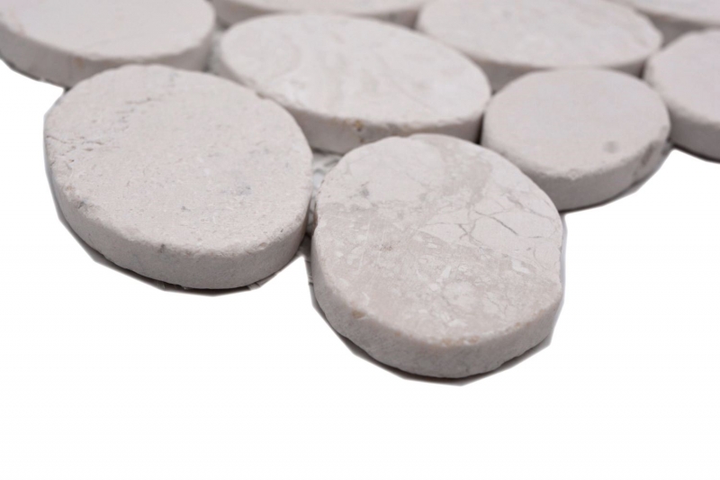 Échantillon manuel de galets de rivière Galets de pierre Sol en pierre taillé plat blanc cream MOS30-0101_m
