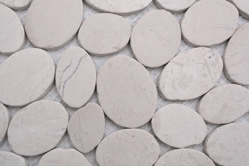 Hand sample river pebble stone pebble stone floor cut flat white cream MOS30-0101_m