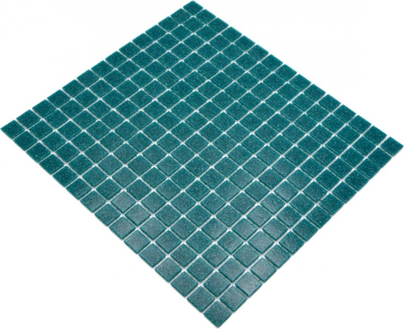 Hand-painted glass mosaic pool mosaic floating mosaic dark turquoise green petrol spots MOS200-A67_m