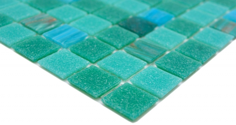 Hand-painted glass mosaic pool mosaic floating mosaic turquoise green mix copper iridescent MOS200-SMT_m