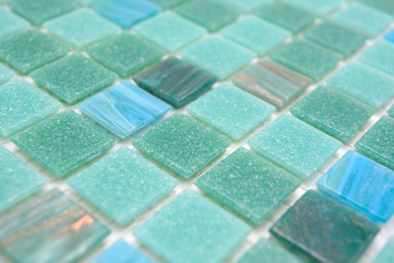 Hand-painted glass mosaic pool mosaic floating mosaic turquoise green mix copper iridescent MOS200-SMT_m