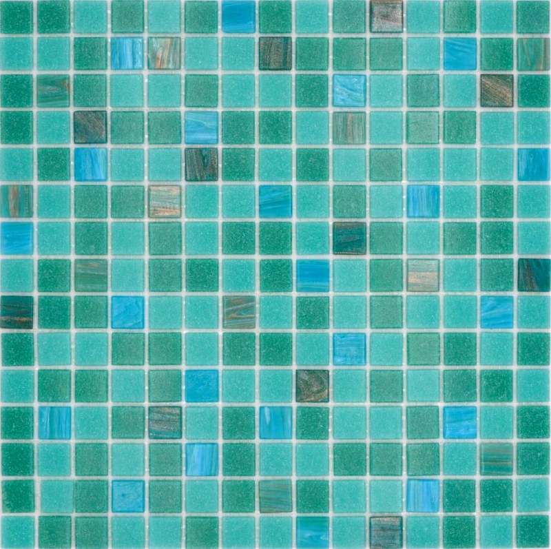 Mosaico di vetro dipinto a mano per piscina mosaico galleggiante mosaico verde turchese mix rame iridescente MOS200-SMT_m