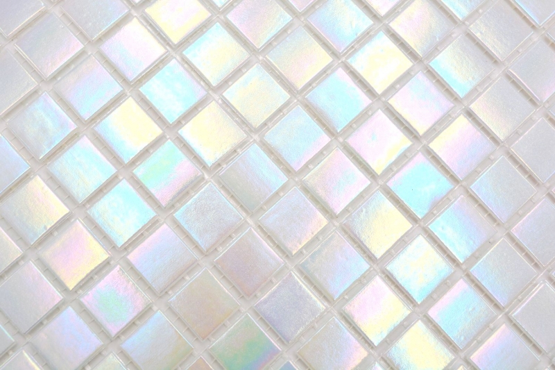 Motif manuel Mosaïque de verre Iridium Blanc Couleur Flip Flop MOS240-WA02-P_m