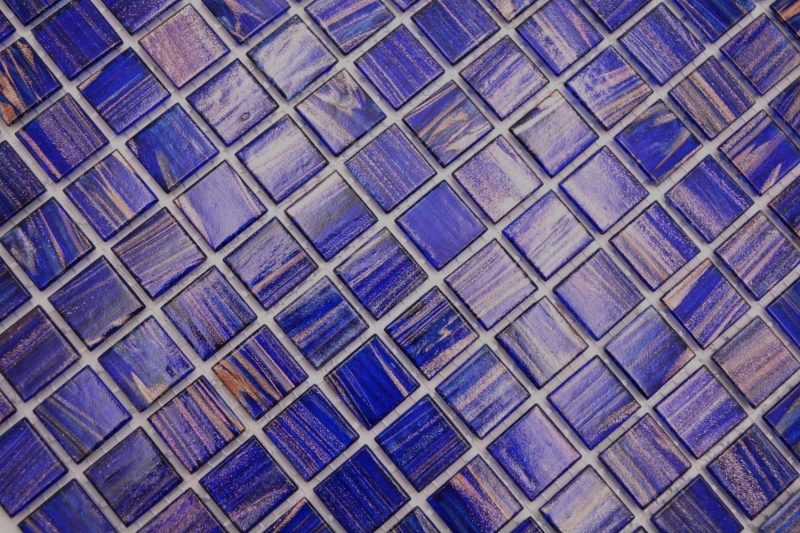 Tessera di mosaico in vetro dipinta a mano Blu scuro Blu oltremare Rame iridescente MOS230-G19_m