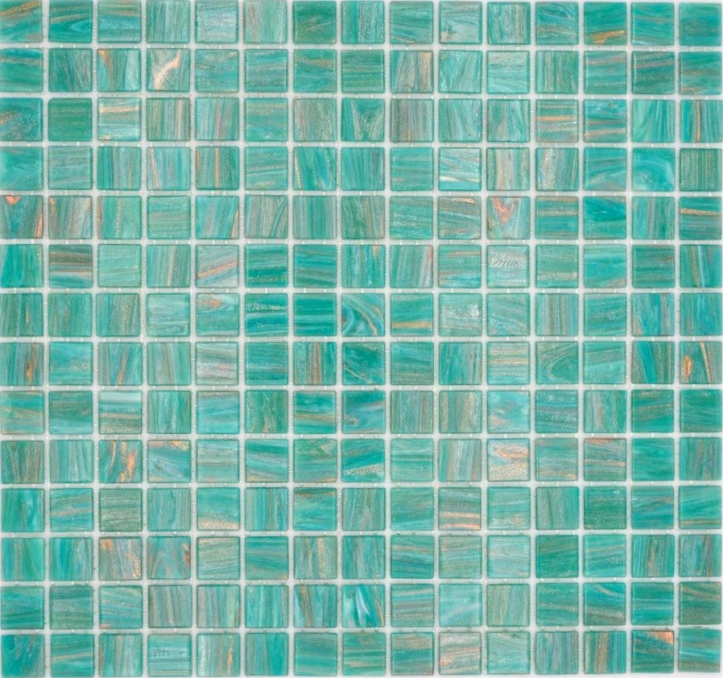 Hand-painted glass mosaic mosaic tile green turquoise copper iridescent MOS230-G65_m
