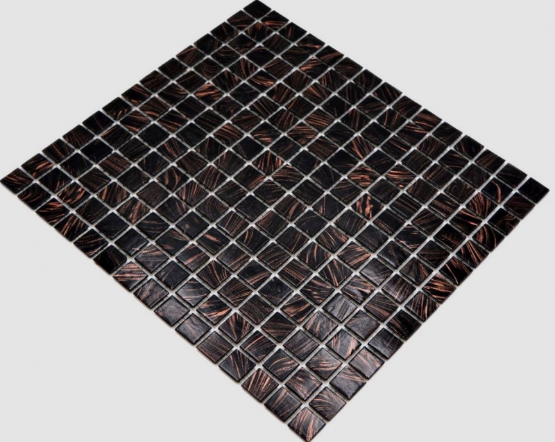 Mosaico di vetro dipinto a mano tessere di mosaico Nero rame iridescente scintillante MOS230-G49_m