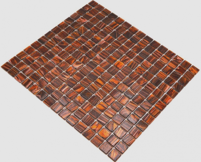 Handmuster Glasmosaik Mosaikfliese Dunkelbraun Gold Kupfer changierend MOS230-G36_m