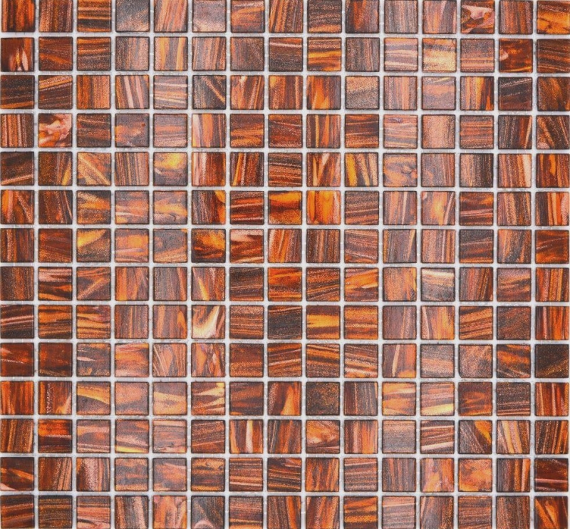 Handmuster Glasmosaik Mosaikfliese Dunkelbraun Gold Kupfer changierend MOS230-G36_m