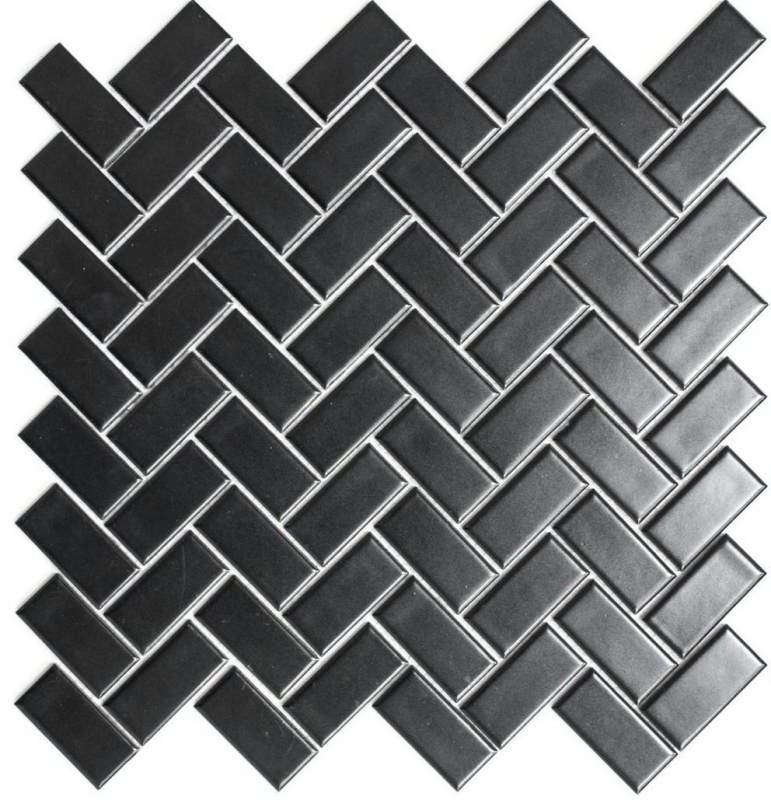 Herringbone mosaic tile ceramic black matt MOS24-CHB06BM