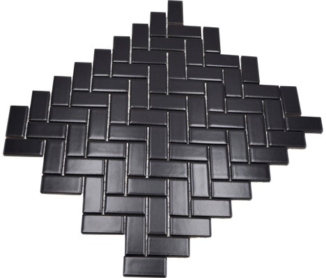 Mosaic tile ceramic herringbone black matt mosaic tile backsplash MOS24-CHB06BM_f