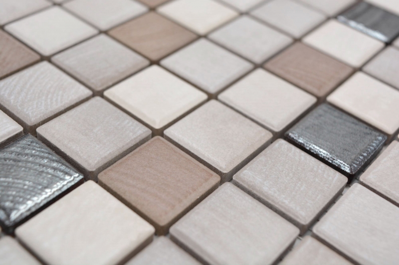 Ceramic mosaic tiles Jasba wood-mix metallic matt wood look kitchen wall bathroom tile shower wall / 10 mosaic mats