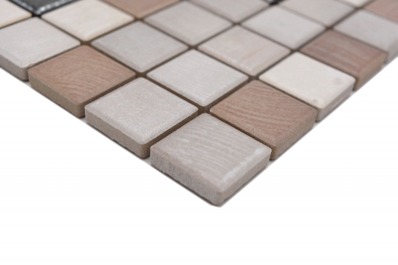Ceramic mosaic tiles Jasba wood-mix metallic matt wood look kitchen wall bathroom tile shower wall / 10 mosaic mats
