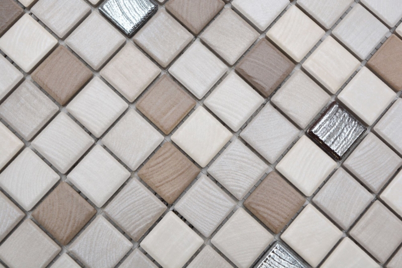 Jasba Senja Pure mosaic ceramic stoneware wood-mix metallic matt wood look kitchen bathroom shower MOSJB06 1 mat