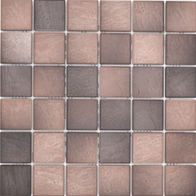Jasba Village mosaic ceramic stoneware earth brown matt stone effect kitchen bathroom shower MOSJB546 1 mat