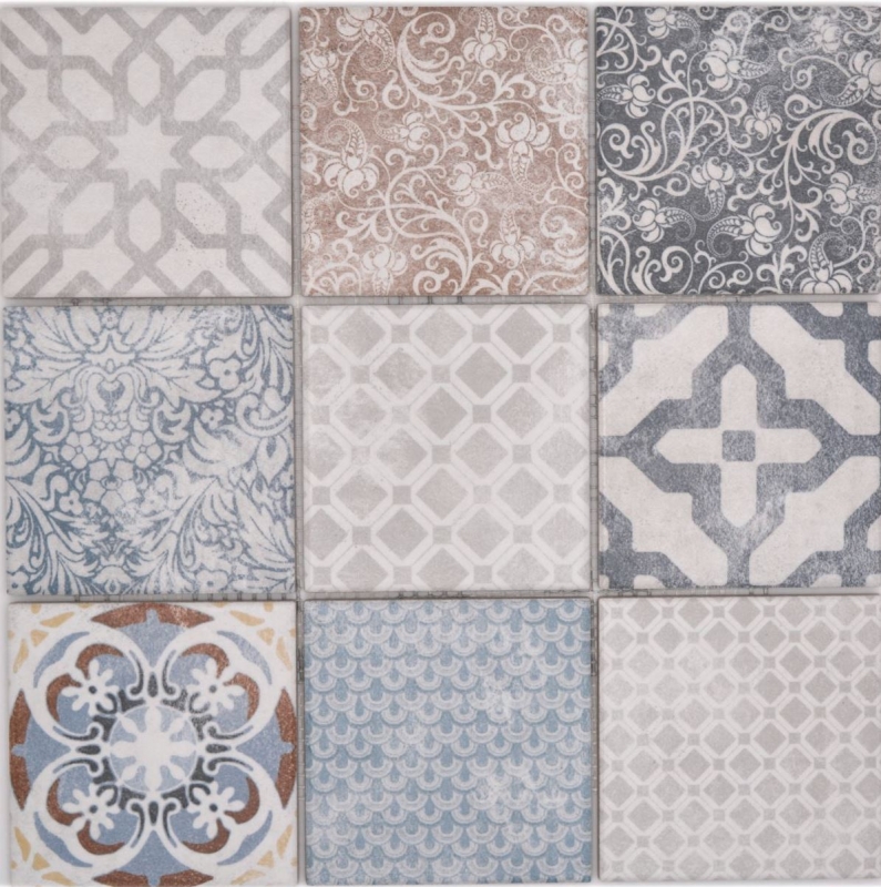 Ceramic mosaic tiles Jasba multicolored matt retro look kitchen wall bathroom tile shower wall / 10 mosaic mats