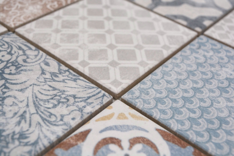 Ceramic mosaic tiles Jasba multicolored matt retro look kitchen wall bathroom tile shower wall / 10 mosaic mats