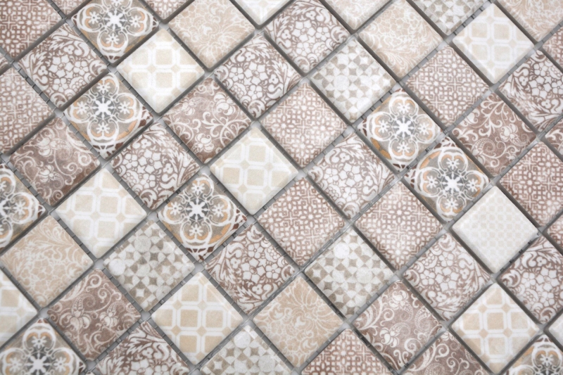 Piastrelle di ceramica a mosaico Jasba beige-marrone opaco aspetto retrò muro cucina bagno piastrelle doccia / 10 tappetini a mosaico