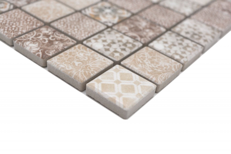 Piastrelle di ceramica a mosaico Jasba beige-marrone opaco aspetto retrò muro cucina bagno piastrelle doccia / 10 tappetini a mosaico