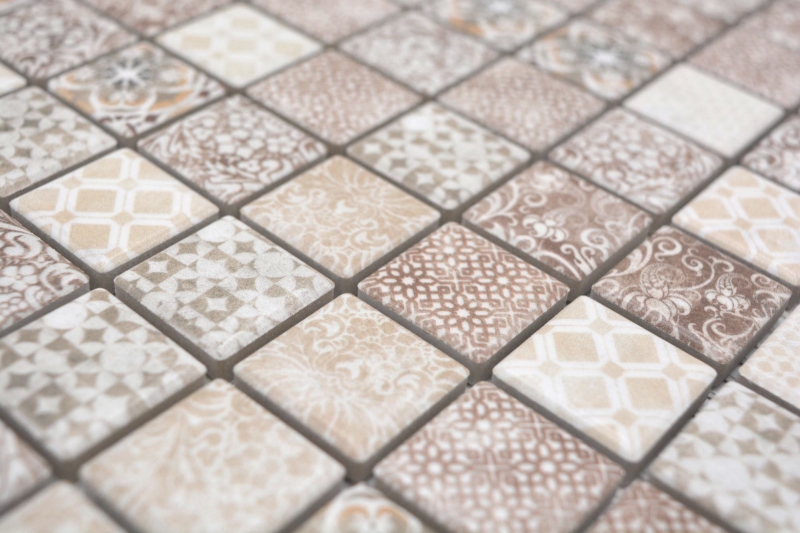 Jasba Pattern Mosaïque Céramique Grès beige-brun mat aspect rétro Cuisine Salle de bains Douche MOSJBPV01 1 tapis