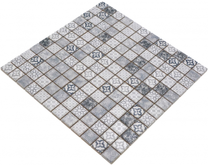 Mosaïque céramique Jasba gris mat rétro mur cuisine carrelage salle de bain mur douche / 10 tapis mosaïque