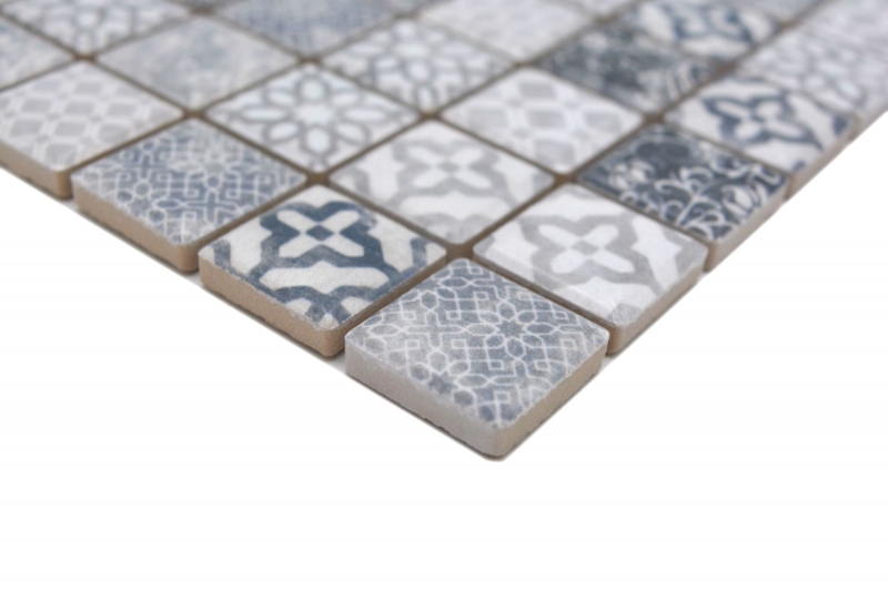 Mosaïque céramique Jasba gris mat rétro mur cuisine carrelage salle de bain mur douche / 10 tapis mosaïque