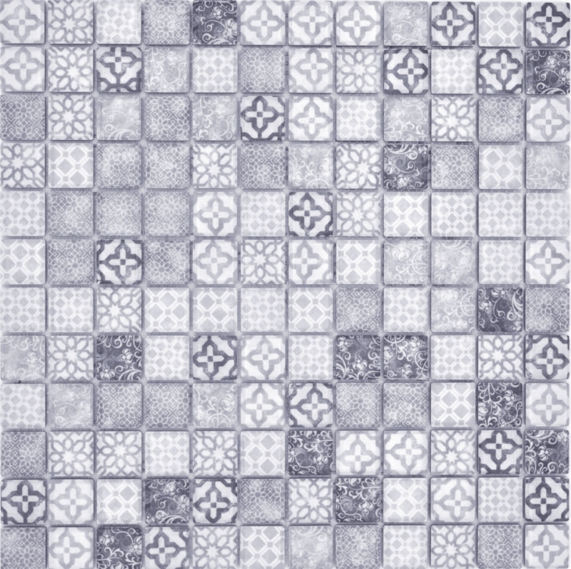 Jasba Pattern mosaic ceramic stoneware gray matt retro look kitchen bathroom shower MOSJBPV02 1 mat