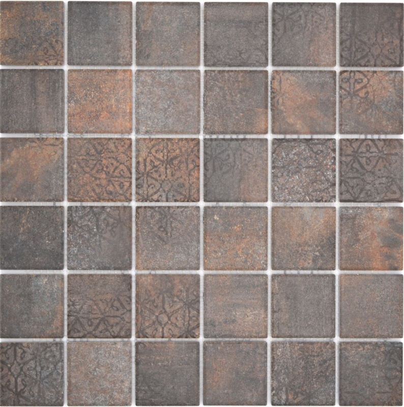 Jasba Ronda mosaic ceramic stoneware rust-mix matt rust look kitchen bathroom shower MOSJBR200 1 mat