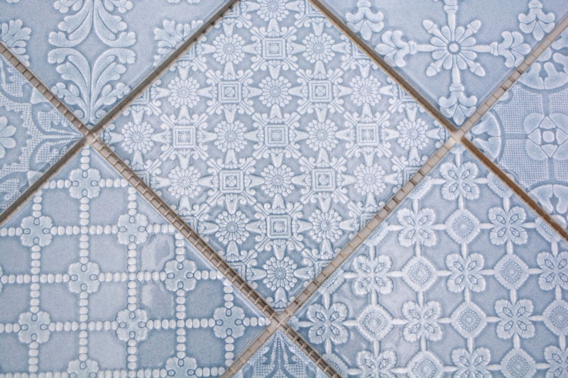 Jasba Clara mosaico in ceramica gres nordico blu lucido look retrò cucina bagno doccia MOSJBC135 1 tappetino
