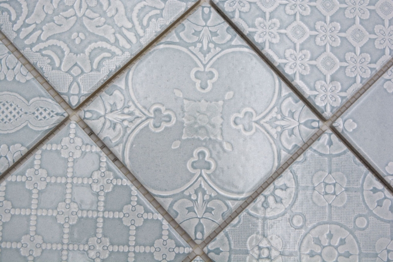 Jasba Clara mosaic ceramic stoneware country green glossy retro look kitchen bathroom shower MOSJBC136 1 mat