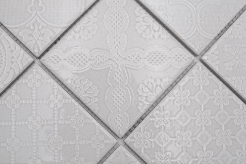 Jasba Clara mosaico in ceramica gres paris grey lucido look retrò cucina bagno doccia MOSJBC138 1 tappetino