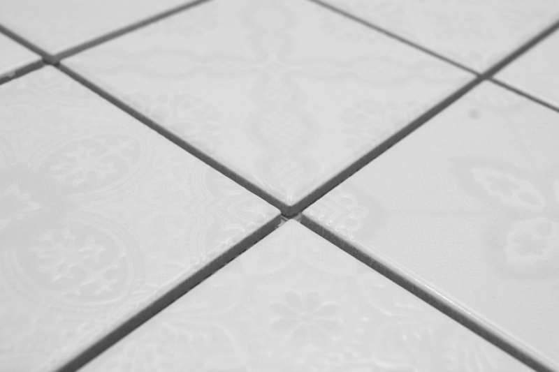 Jasba Clara mosaico ceramico in gres bianco lucido look retrò cucina bagno doccia MOSJBC139 1 tappetino