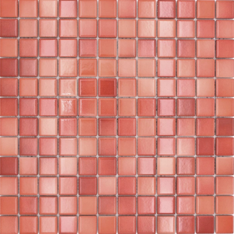 Jasba Agrob Buchtal Fresh mosaic ceramic stoneware brick red mix glossy kitchen bathroom shower MOSJBF218 1 mat