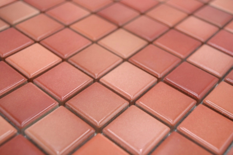 Jasba Agrob Buchtal Fresh mosaic ceramic stoneware brick red mix glossy kitchen bathroom shower MOSJBF218 1 mat