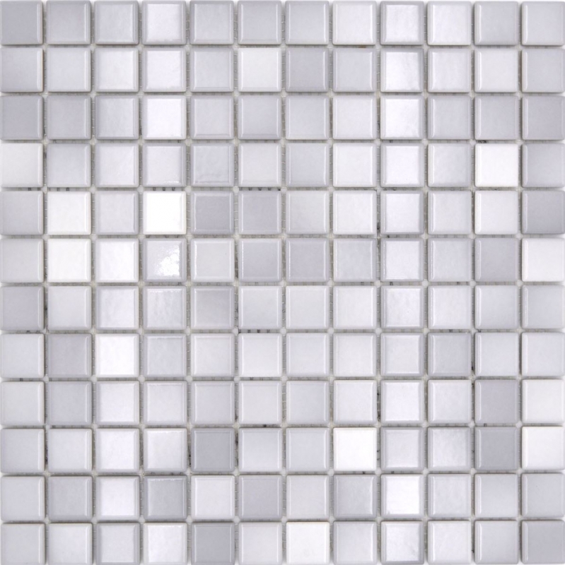 Jasba Agrob Buchtal Fresh mosaic ceramic stoneware silver gray mix glossy kitchen bathroom shower MOSJBF219 1 mat