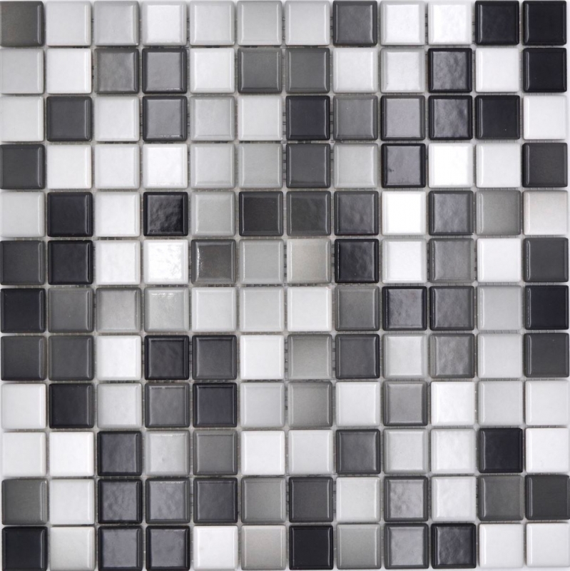Jasba Agrob Buchtal Fresh mosaico ceramica gres bianco grigio mix lucido cucina bagno doccia MOSJBF221 1 tappetino