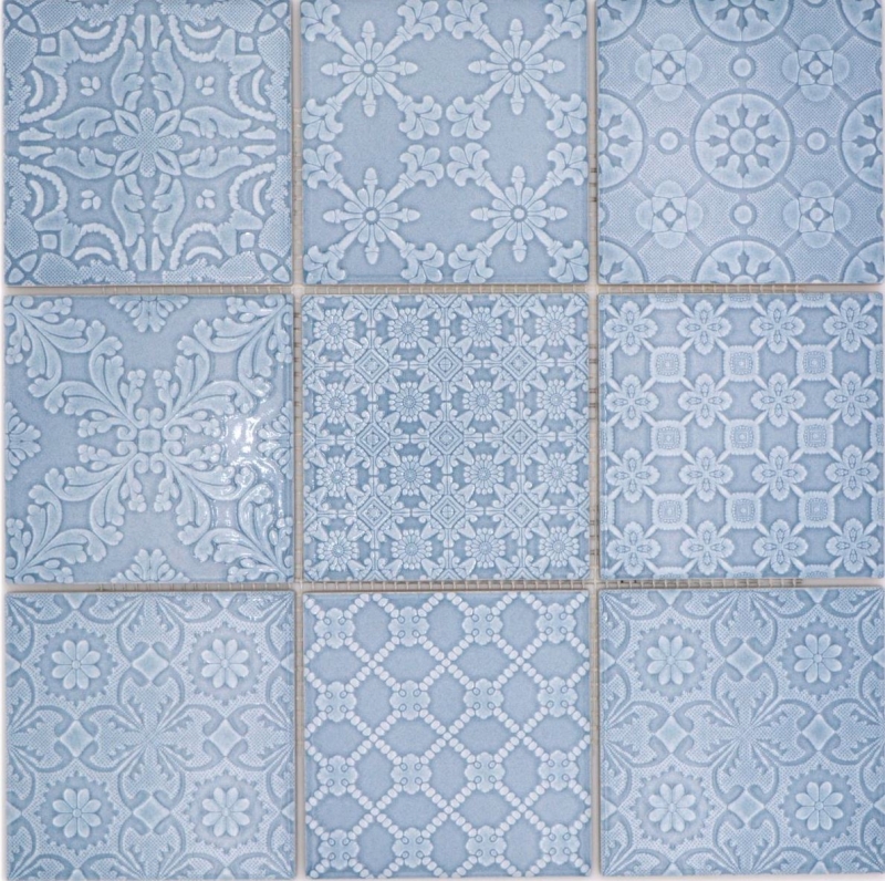 Keramik Mosaik Fliesen Jasba nordic blue glänzend Retrooptik Küchenwand Badezimmerfliese Duschwand / 10 Mosaikmatten