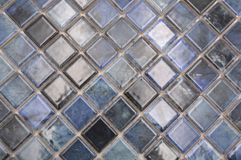 Jasba Agrob Buchtal Fresh Marble & More mosaic ceramic stoneware labradorite blue glossy marble look kitchen bathroom shower MOSJBMM20 1 mat