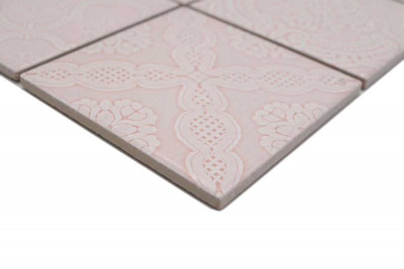 Ceramic mosaic tiles Jasba vintage rose glossy retro look kitchen wall bathroom tile shower wall / 10 mosaic mats
