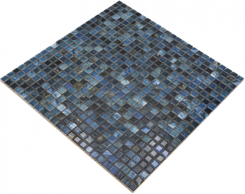 Jasba Agrob Buchtal Fresh Marble & More mosaic ceramic stoneware labradorite blue glossy marble look kitchen bathroom shower MOSJBMM26 1 mat